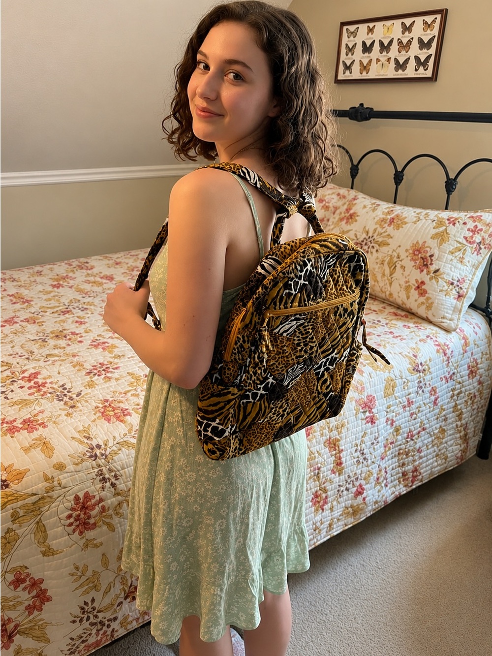 NWT Blossom Quilted Wild Animal Print Backpack (13.5x11) With Matching Wallet